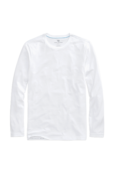 Bright White | Front view of Pima Long Sleeve T-Shirt in Bright White