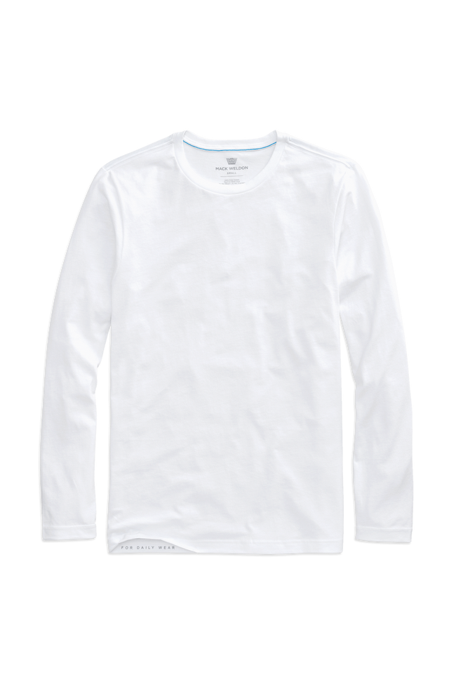 Bright White | Front view of Pima Long Sleeve T-Shirt in Bright White