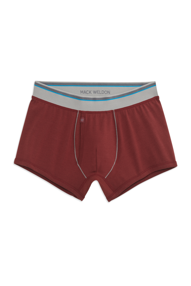 Aged Port | Front view of 18-Hour Jersey Trunks in Aged Port