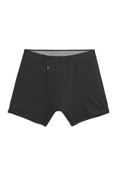 True Black | Front view of 18-Hour Jersey Rib Boxer Brief in True Black