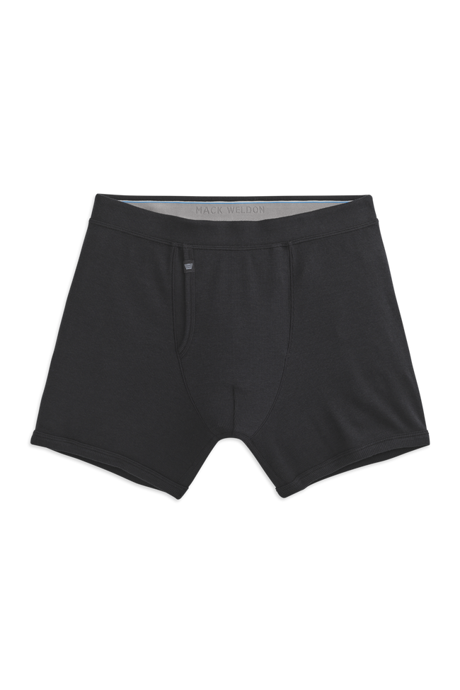 True Black | Front view of 18-Hour Jersey Rib Boxer Brief in True Black