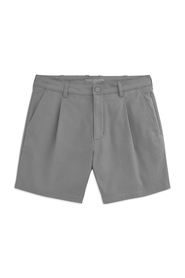 Front view of Maverick Tech Chino Pleated Short in Steel