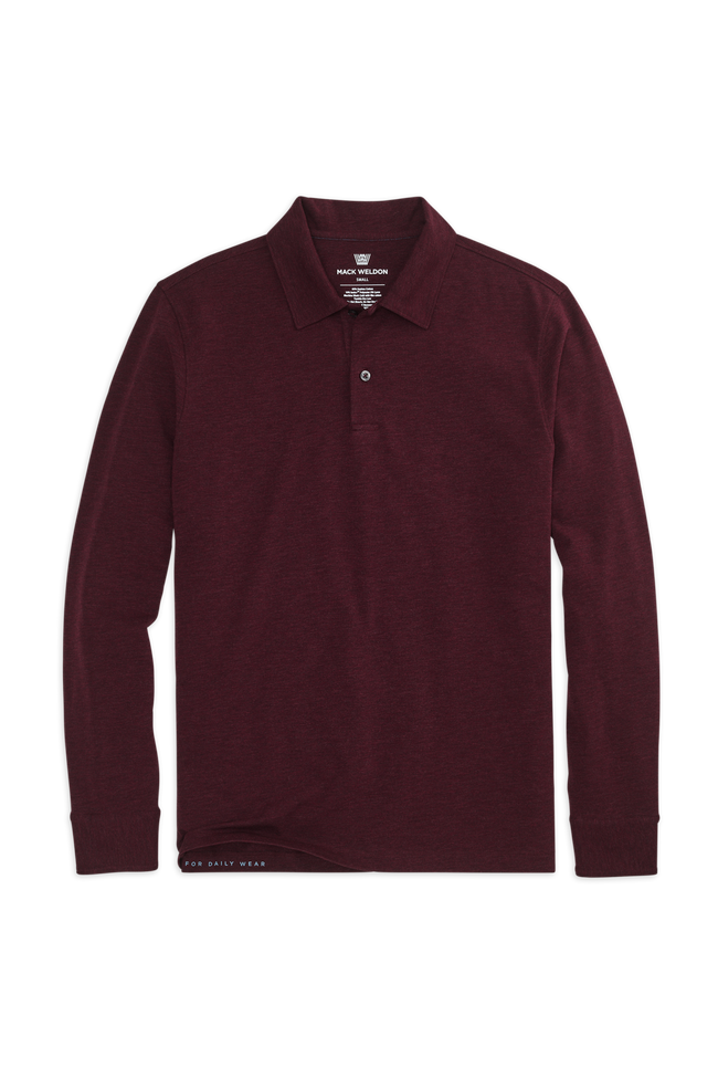 Lambrusco Heather | Front view of Intrepid Long Sleeve Polo in Lambrusco Heather