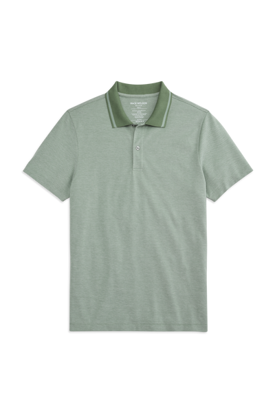 Wild Ivy Oxford Tipped | Front view of SILVER Pique Polo in Wild Ivy Oxford Tipped