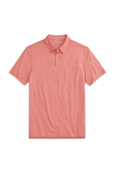 Bermuda Sands/Copa - Pinpoint Stripe| Front view of Pima T-Shirt Polo in Bermuda Sands/Copa - Pinpoint Stripe