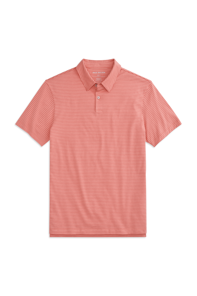 Bermuda Sands/Copa - Pinpoint Stripe| Front view of Pima T-Shirt Polo in Bermuda Sands/Copa - Pinpoint Stripe