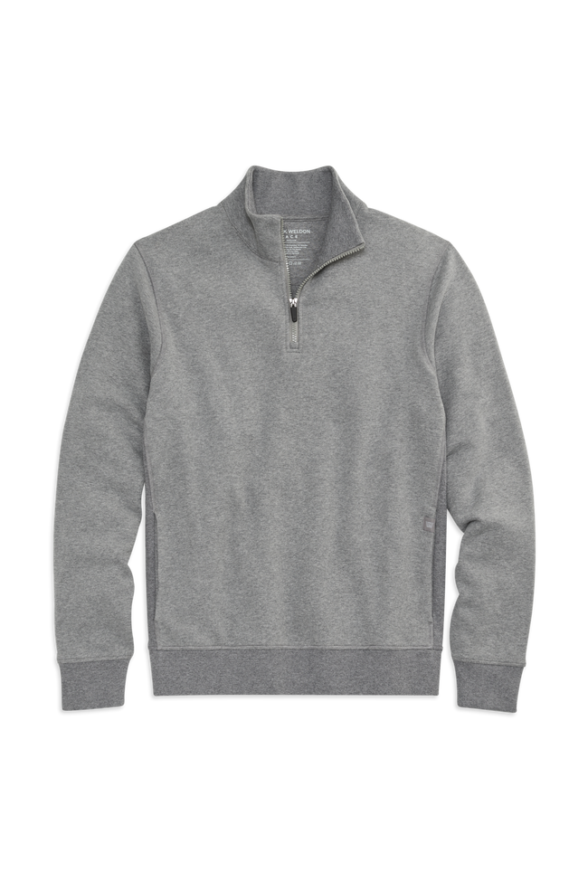 Medium Grey Heather | Front view of Ace Half Zip in Medium Grey Heather