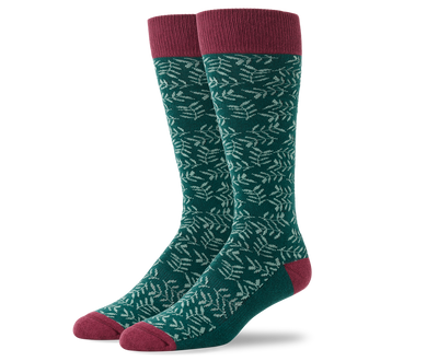 Midnight Pine Falling Leaf | Front view of Everyday Extended Crew Sock in Midnight Pine Falling Leaf