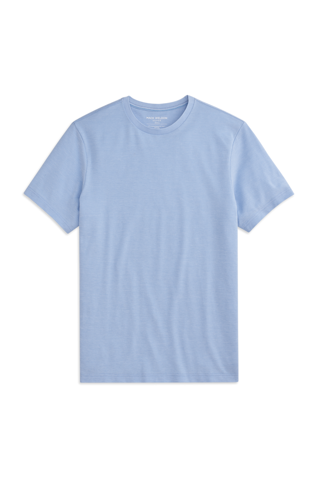 Chambray White Oxford | Front view of Silver Pique T-Shirt in Chambray White Oxford