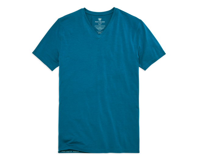 Cerulean | Front view of Silver V-Neck T-Shirt in Cerulean