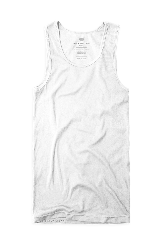 Bright White | Front view of 18-Hour Rib Tank in Bright White