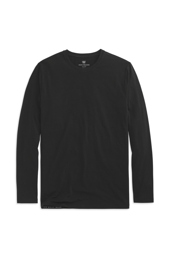 True Black | Front view of Silver Long Sleeve T-Shirt in True Black