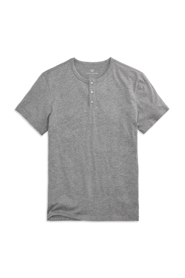 Gray Heather | Front view of Pima Short Sleeve Henley in Gray Heather