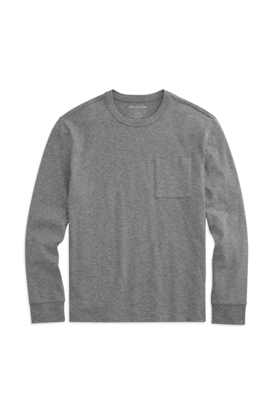Front view of Heavyweight Relaxed Long Sleeve T-Shirt in Grey Heather