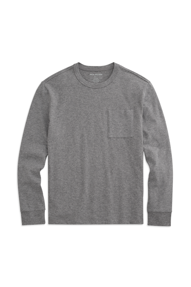 Front view of Heavyweight Relaxed Long Sleeve T-Shirt in Grey Heather