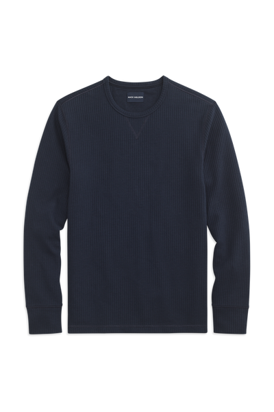 Front view of Total Eclipse in WARMKNIT Waffle Crew Neck Shirt