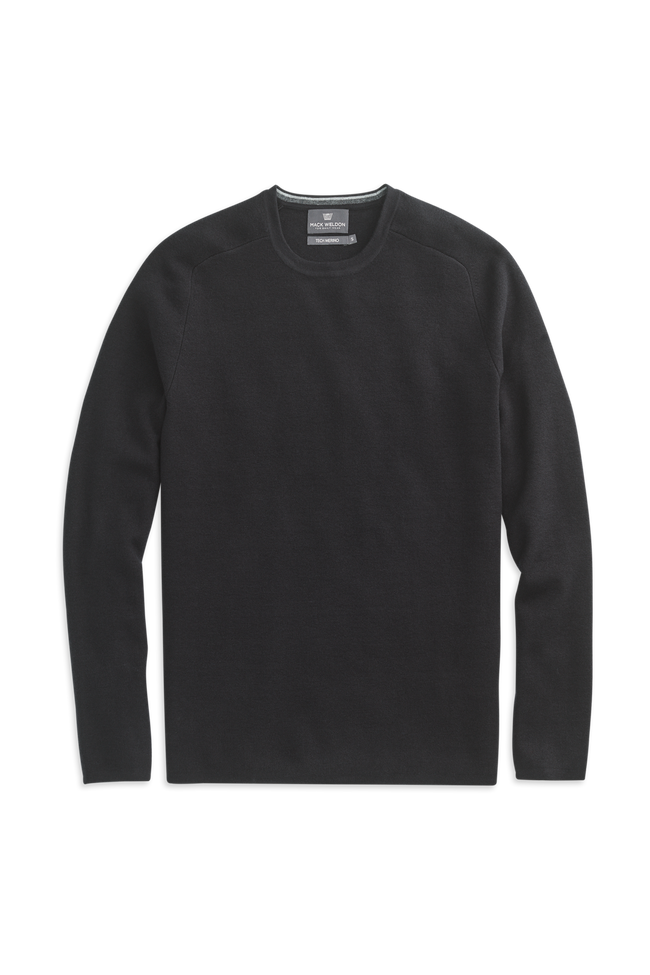 True Black | Front view of Tech Merino Crew Neck Sweater in True Black