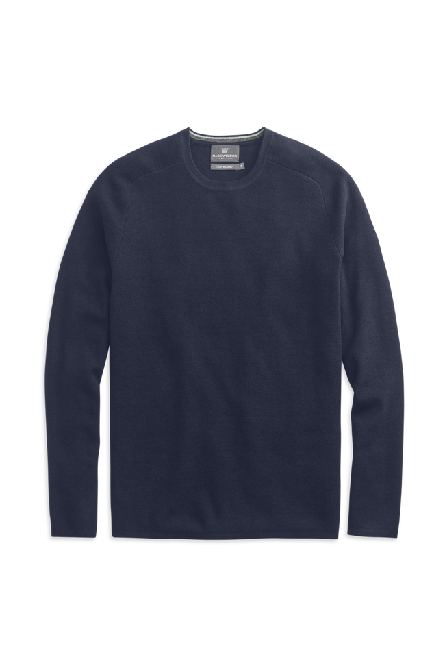 Total Eclipse Blue | Front view of Tech Merino Crew Neck Sweater in Total Eclipse Blue