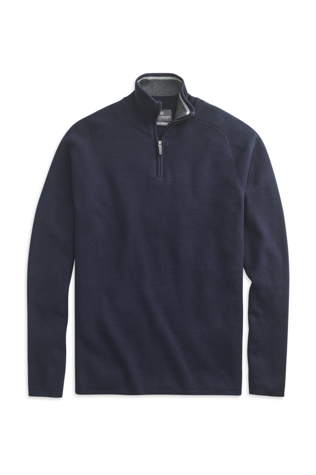Total Eclipse Blue | Front view of Tech Merino Half-Zip Sweater in Total Eclipse Blue