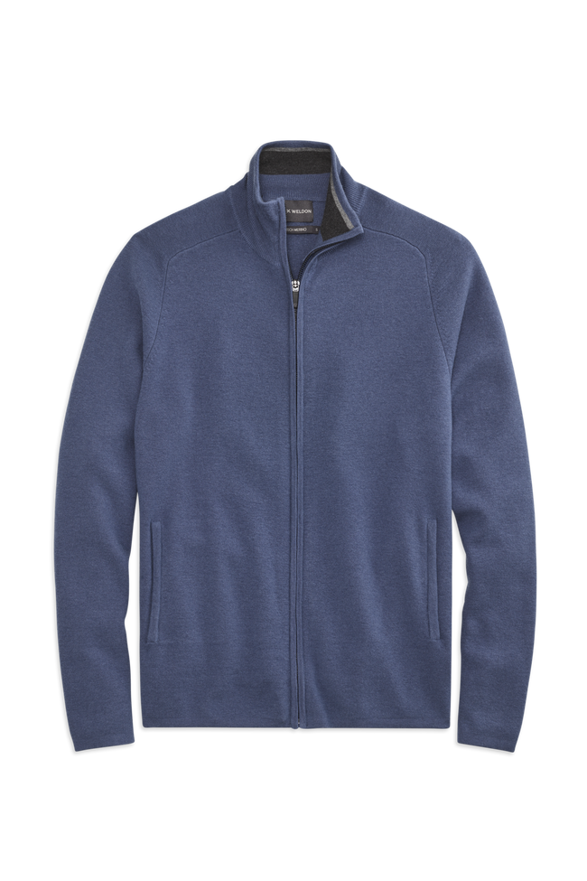 Shooting Star | Front view of Tech Merino Full-Zip Sweater in Shooting Star