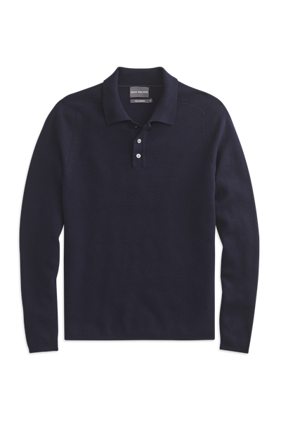 Total Eclipse | Front view of Tech Merino Sweater Polo in Total Eclipse