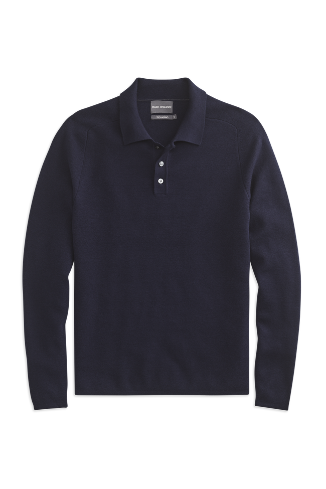 Total Eclipse | Front view of Tech Merino Sweater Polo in Total Eclipse