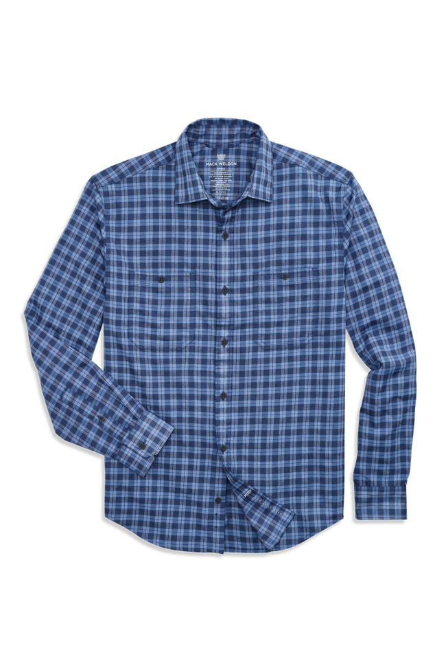 Gulfstream Heather Fireside Plaid | Front view of WARMKNIT Flannel Shirt in Gulfstream Heather Fireside Plaid