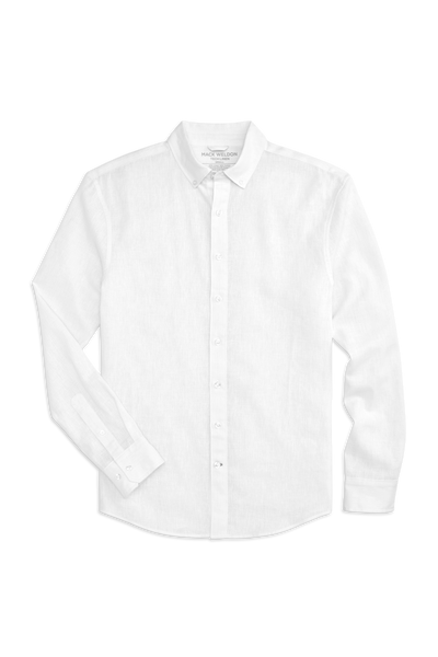 Front view of Tech Linen Button Up In Bright White
