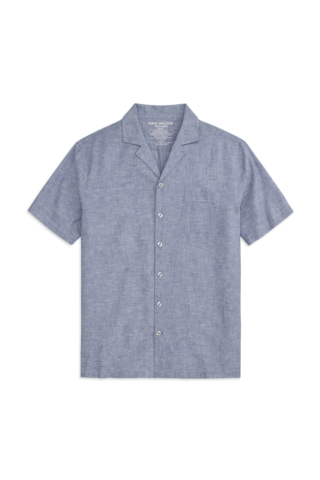 Front view of Tech Linen Camp Shirt in Wild Rapids
