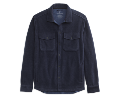 Total Eclipse Blue | Front view of Merino Fleece Shirt Jacket in Total Eclipse Blue