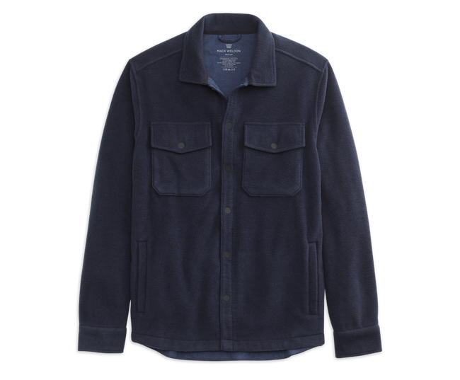 Total Eclipse Blue | Front view of Merino Fleece Shirt Jacket in Total Eclipse Blue