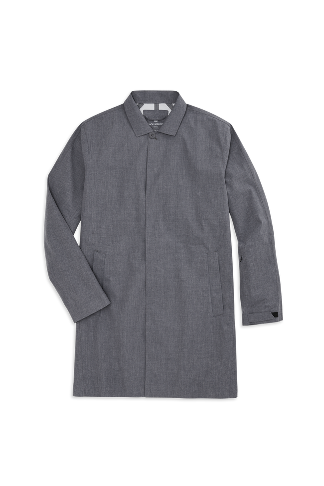 Thunder Heather | Front view of Stormchaser Mackintosh Jacket in Thunder Heather