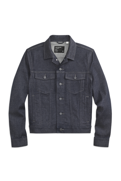 Dark Indigo | Front view of SILVER Denim Jacket in Dark Indigo