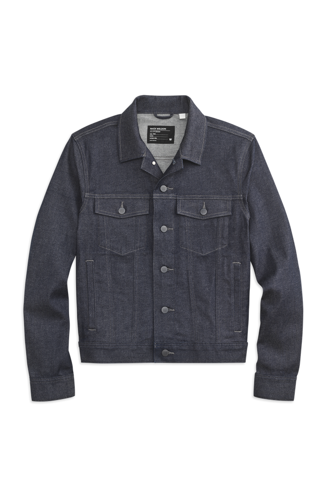 Dark Indigo | Front view of SILVER Denim Jacket in Dark Indigo