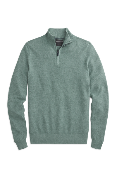 Front view of a Tech Linen Half Zip in the color Minted Heather