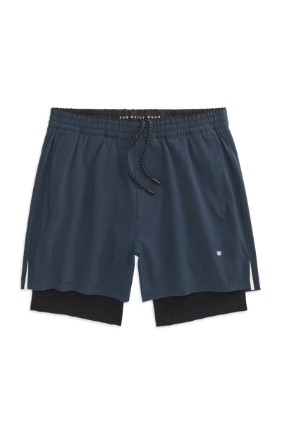 True Navy | Front view of Stratus 5" Compression Lined Short in True Navy