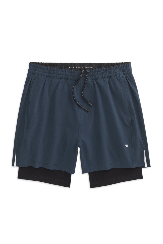 True Navy | Front view of Stratus 5" Compression Lined Short in True Navy