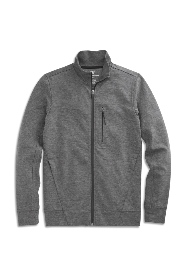 Charcoal Heather | Front view of Atlas Full Zip Jacket in Charcoal Heather
