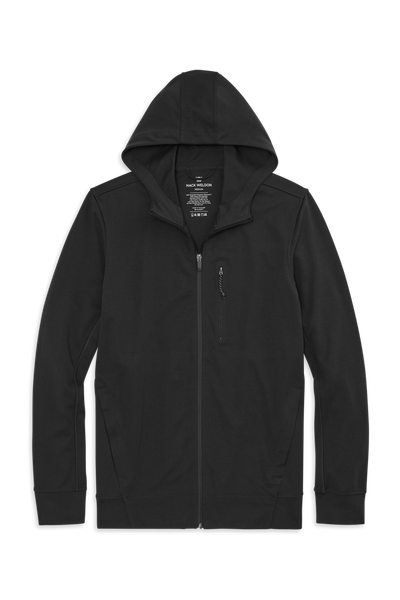 True Black | Front view of Atlas Full-Zip Hoodie in True Black