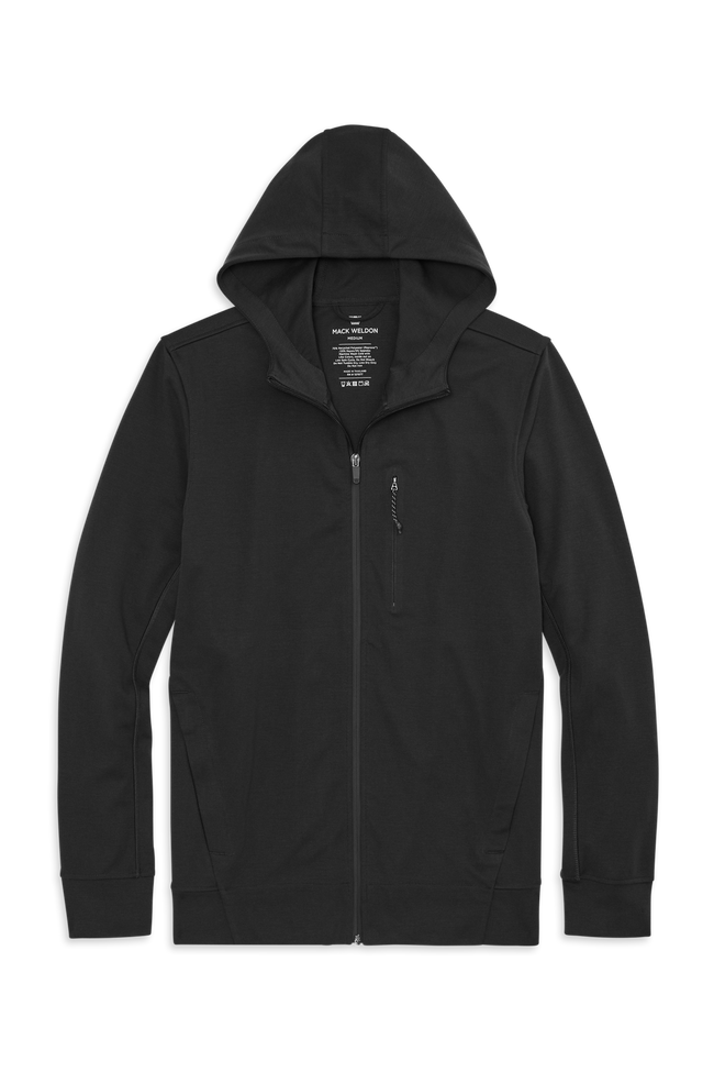True Black | Front view of Atlas Full-Zip Hoodie in True Black