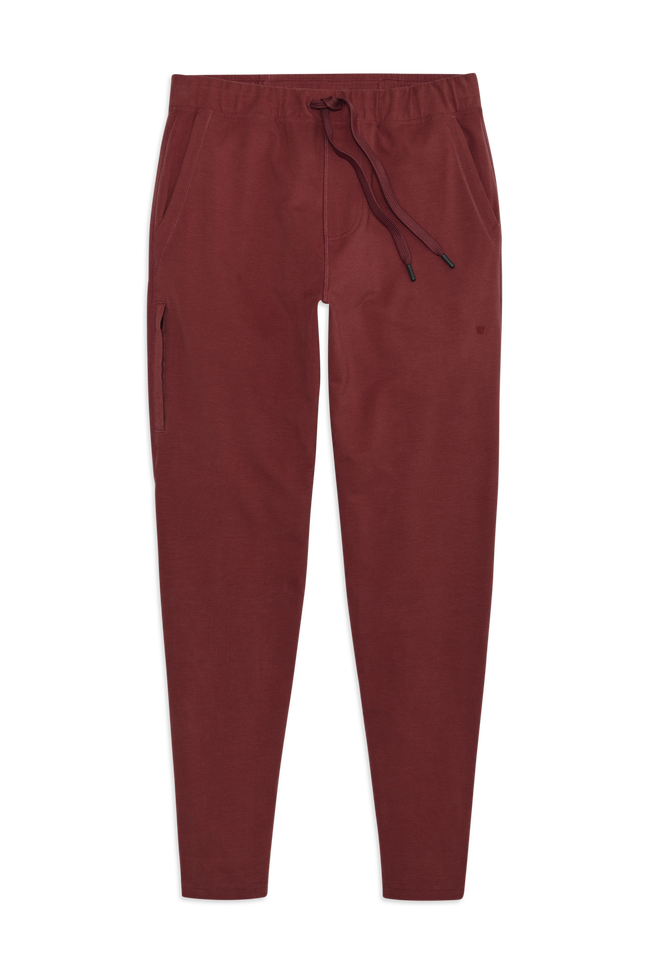 Front view of Ace Sweatpant in Aged Port
