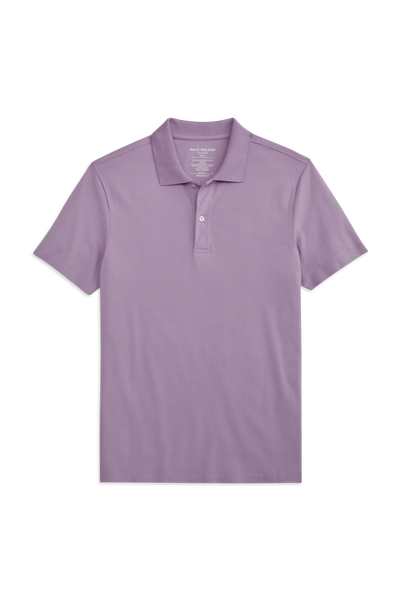 Lavender Mist | Front view of SILVER Pique Polo in Lavender Mist