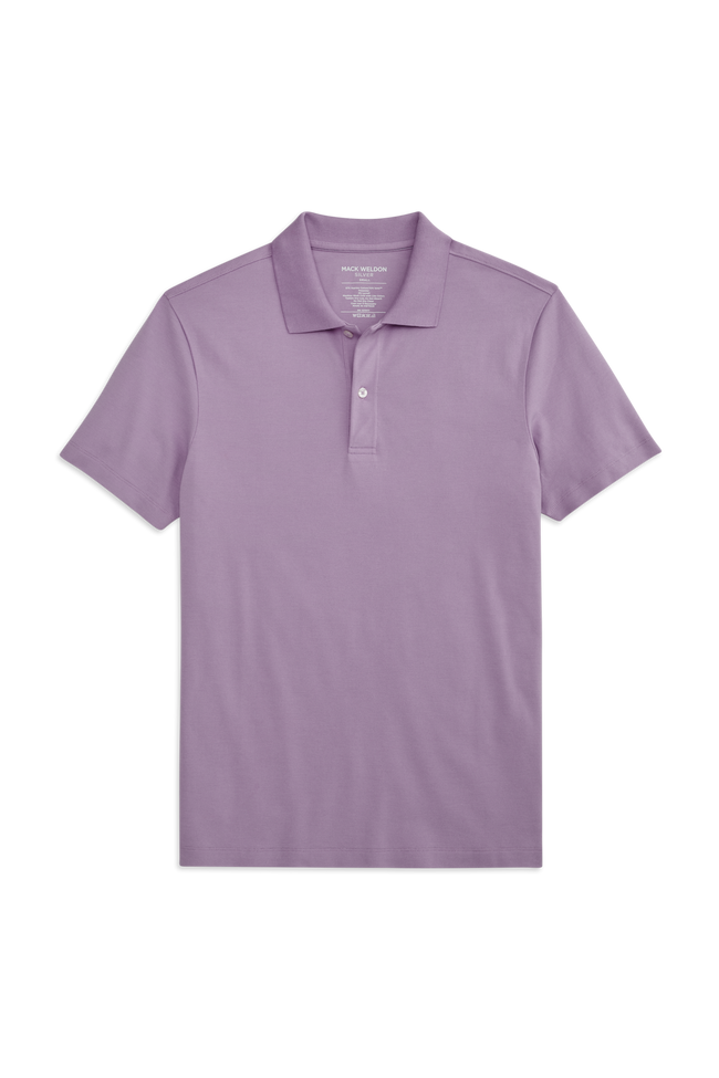 Lavender Mist | Front view of SILVER Pique Polo in Lavender Mist