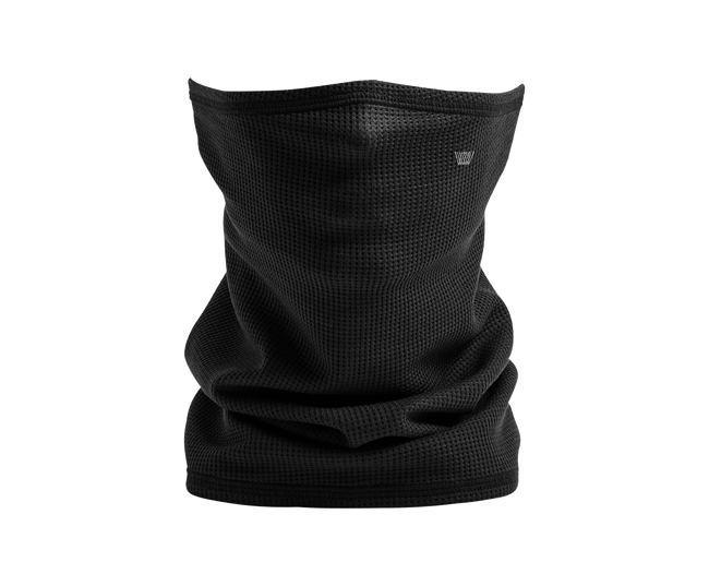 True Black | Front view of WARMKNIT Waffle Neck Gaiter in True Black