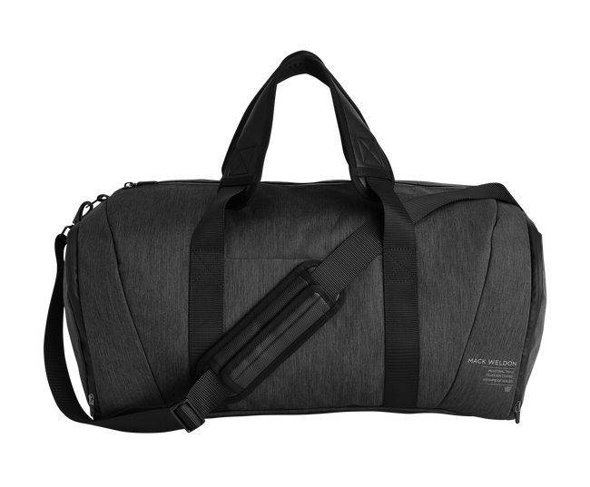 Front view of Mack Weldon Ion Weekender in Black Sky