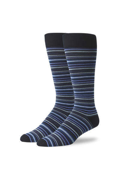 Total Eclipse-Prism | Front view of Silver Extended Crew Dress Sock in Total Eclipse-Prism