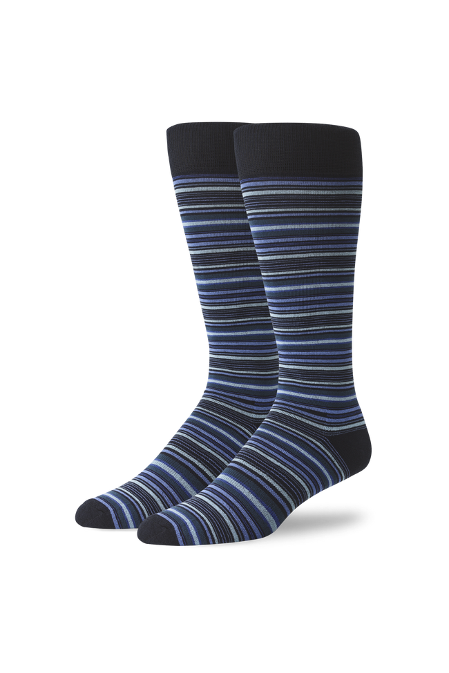 Total Eclipse-Prism | Front view of Silver Extended Crew Dress Sock in Total Eclipse-Prism