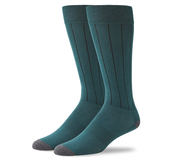 Midnight Pine Charcoal Heather | Front view of Silver Extended Crew Dress Sock in Midnight Pine Charcoal Heather