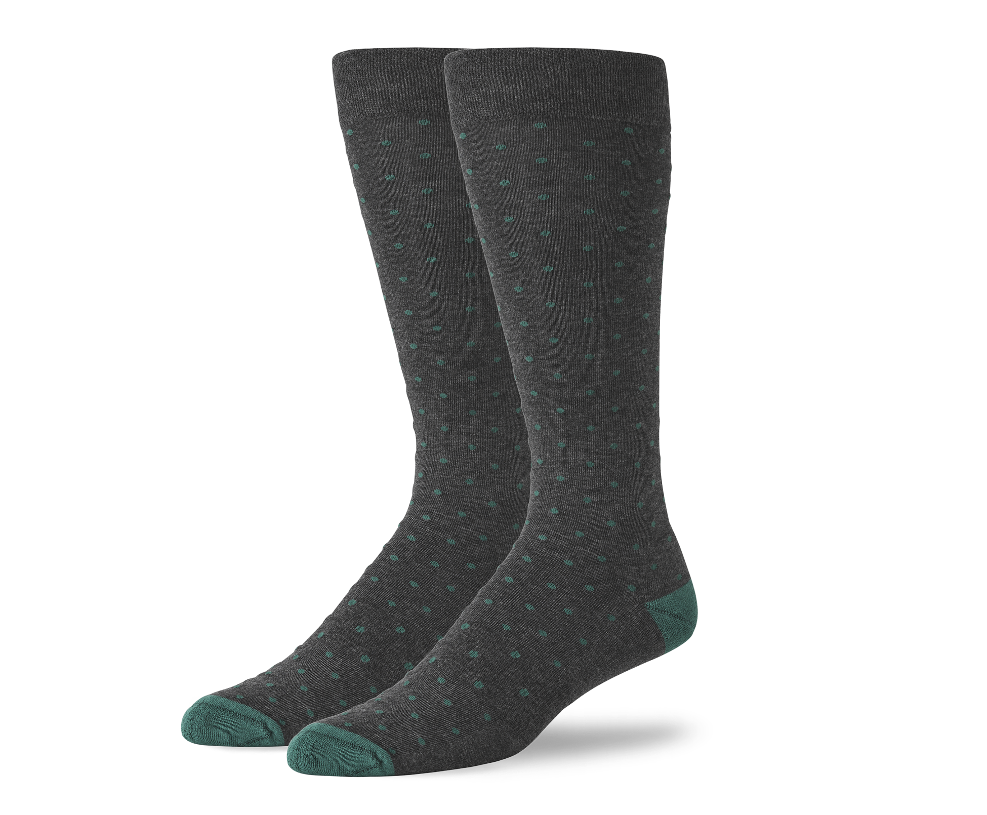 SILVER Extended Crew Dress Sock Charcoal Heather Vetiver Dots