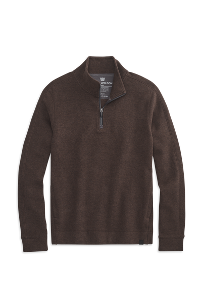 Mocha Heather | Front view of Prime Cotton Half-Zip in Mocha Heather